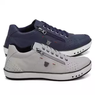 Kit 2 Pares Sapatenis Casual esportivo Combo Sapato Com Zíper elástico Tênis Confortável festas