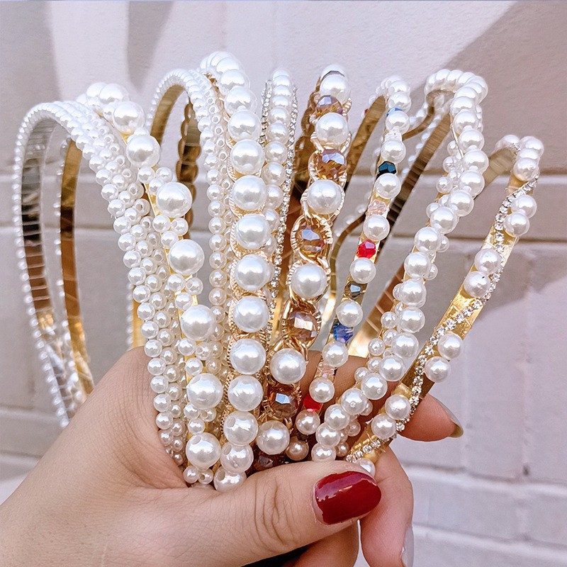 5 Tiaras Delicada Pérola Pedraria Arco Cabelo Feminina Luxo
