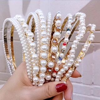 5 Tiaras Delicada Pérola Pedraria Arco Cabelo Feminina Luxo