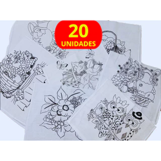 Kit Pano De Prato Copa Desenhado Riscado Para Pintura Bainha Premium