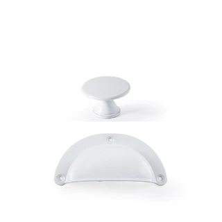 Puxador de metal Zamac 20 unidades puxadores concha e botão branco decoraçao moveis gavetas