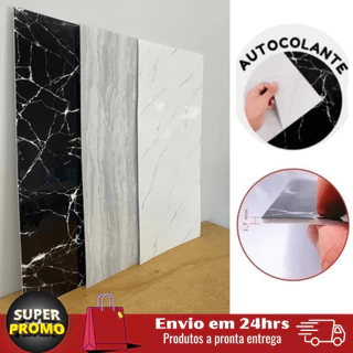 KIT 10 Placas Adesivas Efeito Mármore Porcelanato Vinílico 3D Parede Autocolante 30x60 Resistente