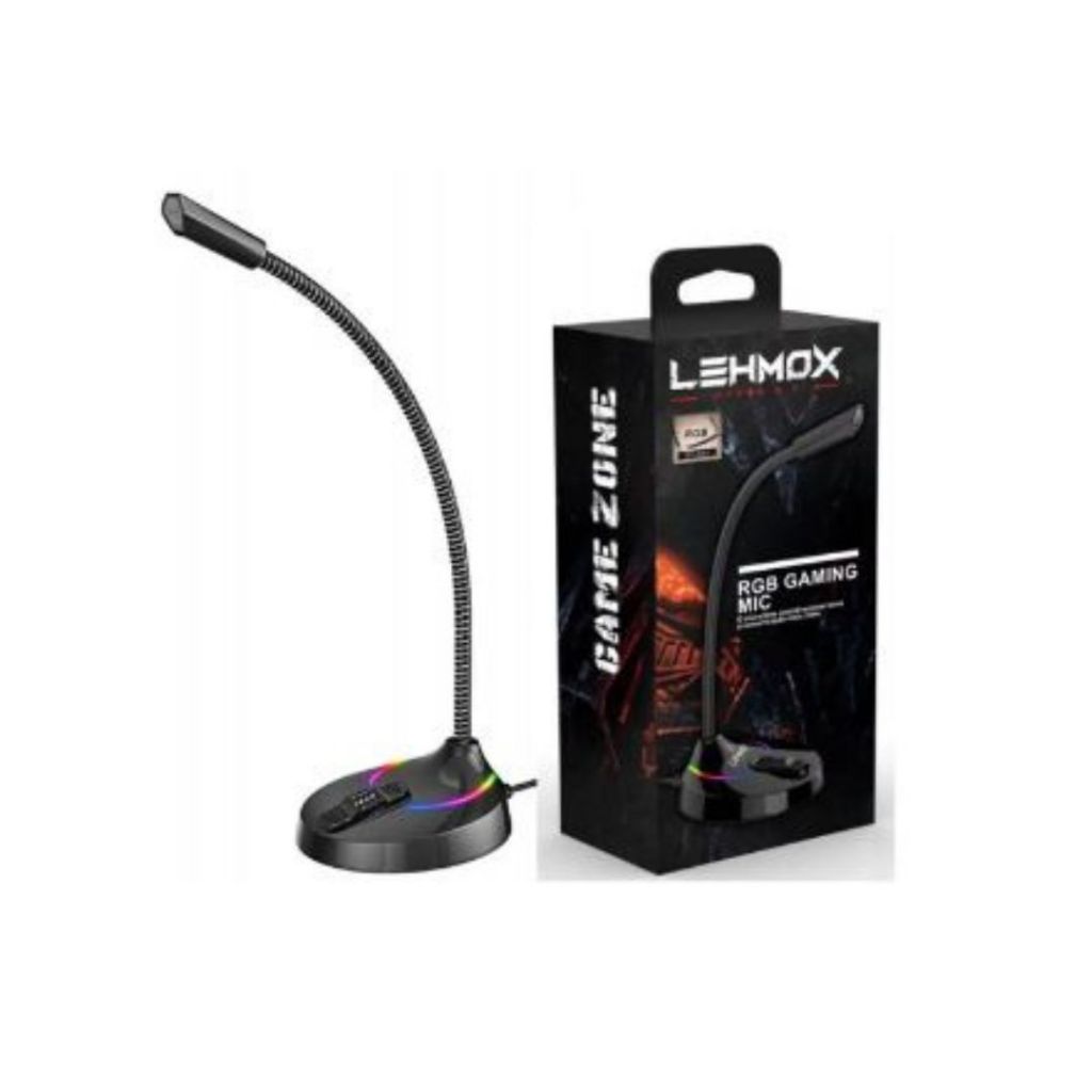 Microfone Gamer Profissional de Mesa Usb Rgb Lehmox Preto
