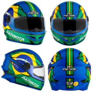 Capacete Moto Fechado Integral Universal R8 Patriota Pro Tork Lançamento Masculino e Feminino Brasil
