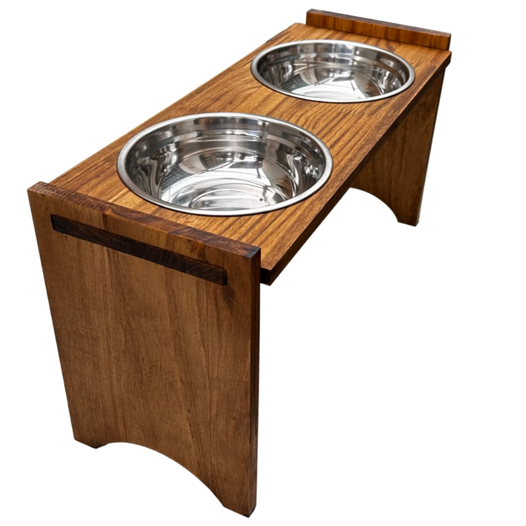 Comedouro Duplo Grande - Potes em Aço Inox Medidas:Reto