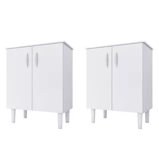 Kit Dois Armários Balcão Duas Portas 76x60 Para Cozinha Área de Serviço Quarto