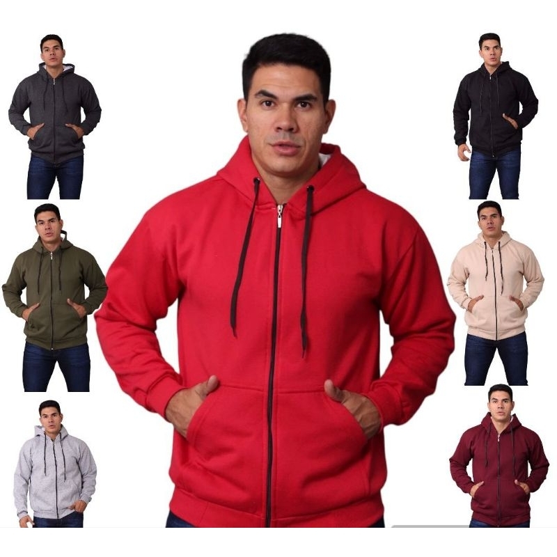 Blusa De Moletom Masculino Canguru Com Ziper Capuz Forrado E Bolsos