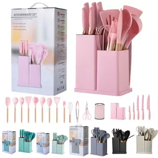 Kit 19 Peças - Jogo de Utensílios de Cozinha em Silicone Completo - Antiaderente e Resistente ao Calor