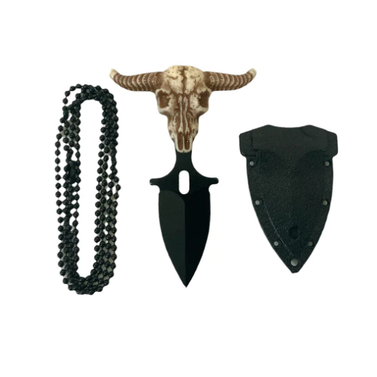 Faca Push T Dagger Na Bainha e Corrente 34cm