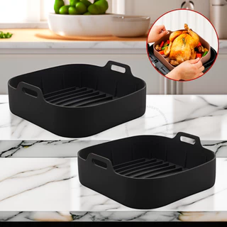 Kit 2 Forma De Silicone Quadrada Air fryer Antiaderente Cesto Silicone Fritadeira Elétrica Grande