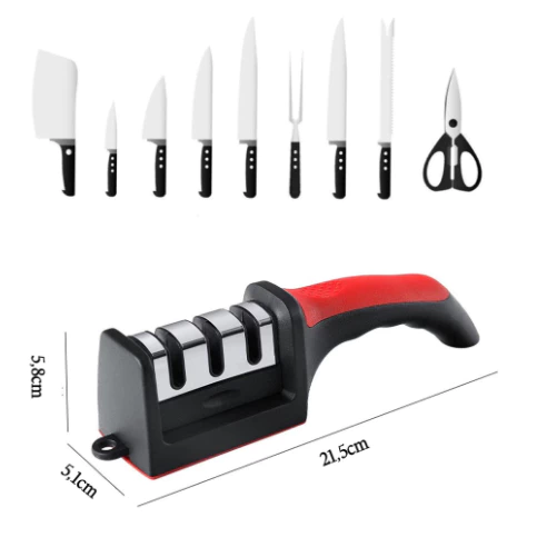 Afiador De Faca 3 Estágios em Aço Inoxidável