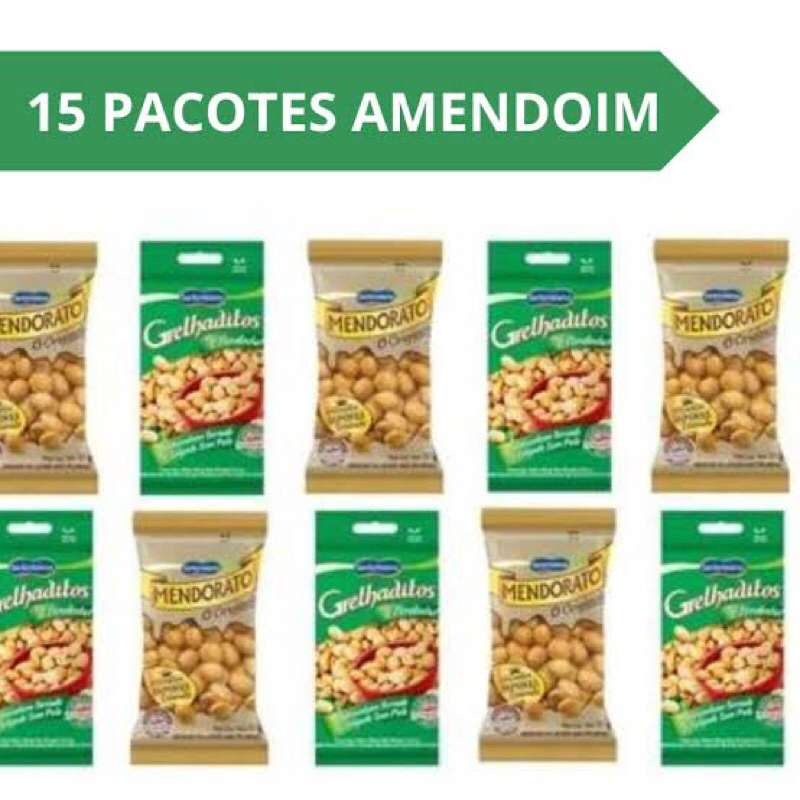KIT 15 Pacotes Amendoim Japonês Mendorato /Grelhaditos ou Crokíssimo ...