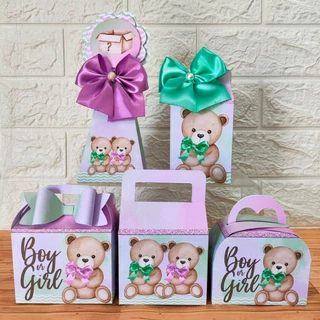 Kit Festa Chá Revelação Caixinhas Personalizadas lembrancinhas para Festas PEGUE E MONTE