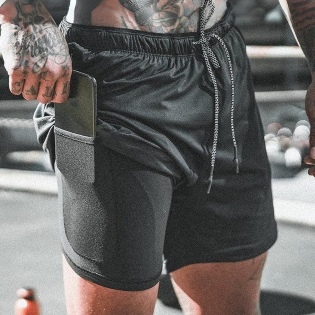 Shorts Masculino 2 em 1 Com proteção Uv+20 Bermuda para Treinar