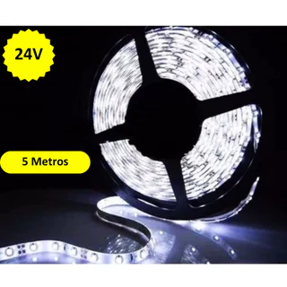 Fita LED 5050 24v BRANCO FRIO 60LED/m Dupla Face 5Mts IP65 Para Caminhão Ônibus Trenzinho