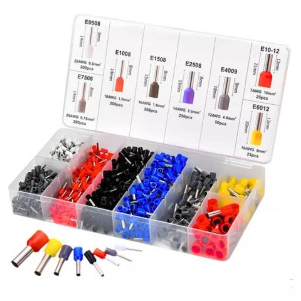 Kit 1200 Terminais Elétricos Ilhós Tubular 0,5mm Até 10mm