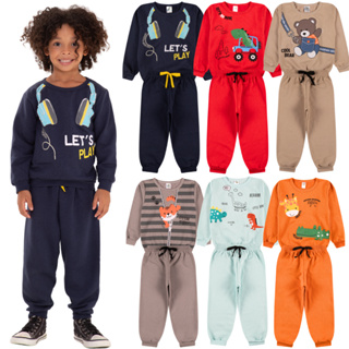 Kit Sortido 4 Peças de Roupas Masculino Infantil Inverno – 2 blusas casacos + 2 calças de 1 ao 10 – Promoção – Kit 2 Conjuntos Moletom Infantil Menino Inverno com Calça e Casaco Bebe Barato