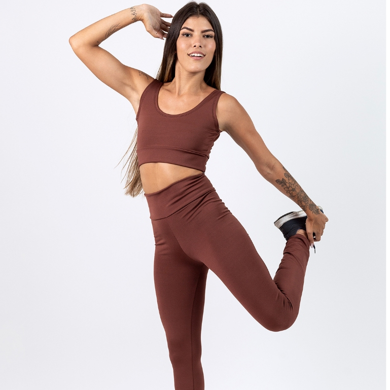 Conjunto academia Calça Legging e Top fitness básico em diversas cores.