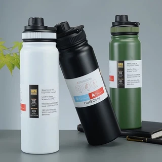 Garrafa Térmica de Academia 800ml De Aço Inoxidável Com Isolamento Térmico Com Alça