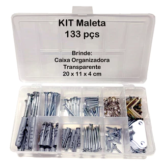 Parafusos Buchas Cantoneiras Fixação 13x13 Com Maleta Estojo Kit 133 Peças