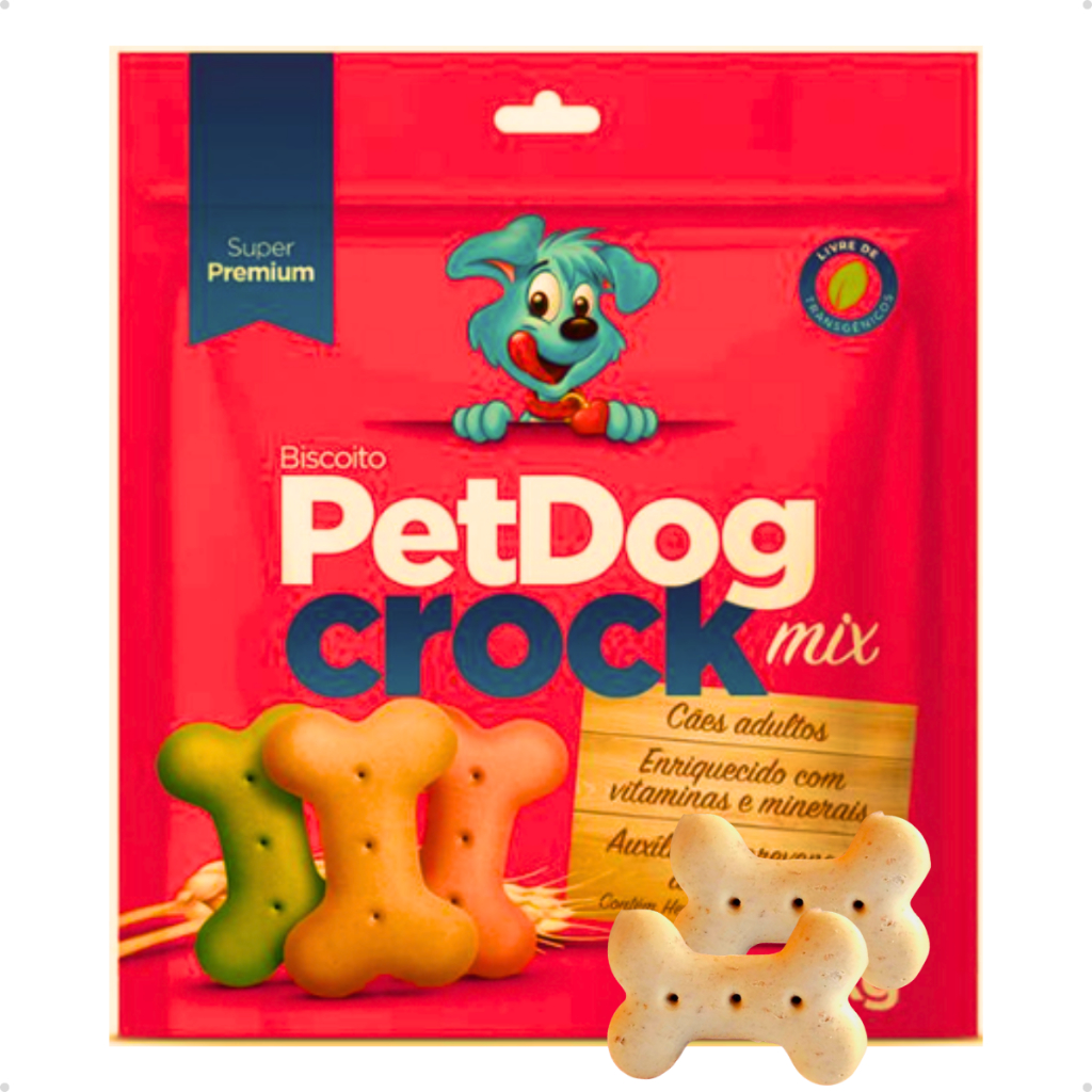 Foto de Biscoito Petisco para Cachorro PetDog Crock Super Premium Mix Vegetais e Carne Todas as Raças 1 Kg