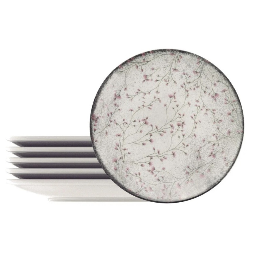Kit 6 Prato De Porcelana 21cm Floralis Sobremesa Tramontina