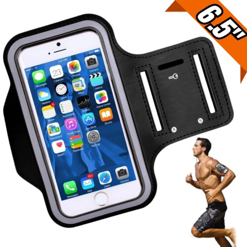 Suporte de celular impermeável para o braço com espaço para chaves ...
