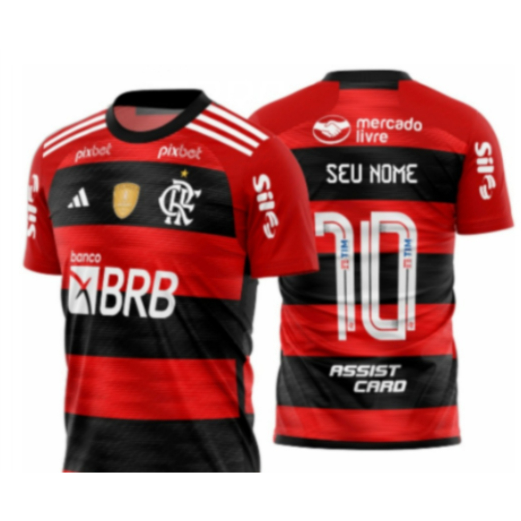 Camisa do Flamengo Vermelha Personalizada com Seu Nome | Shopee Brasil