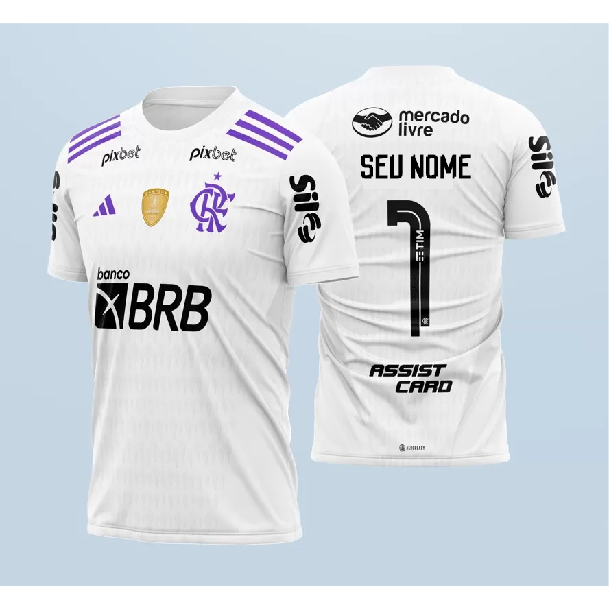 Camisa do Flamengo Branca Goleiro Personalizada com Seu Nome