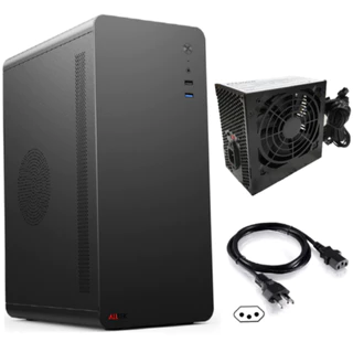 Gabinete Computador Alltek Preto, Com Fonte, com Cabo de Energia, S/Fan, Micro ATX/ ITX-Original com NF e garantia de 1 ano