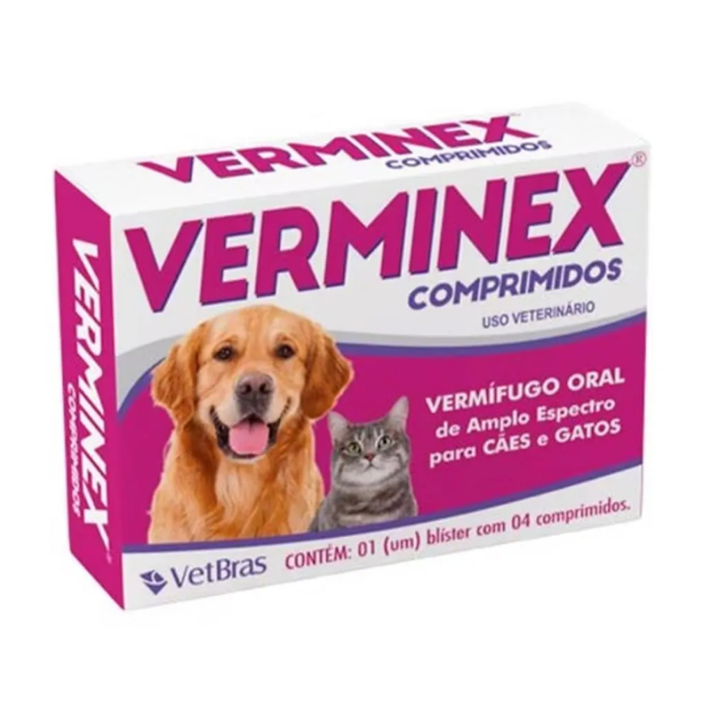 Vermifugo Pet Para Cachorro e Gato Verminex 4 Comprimidos | Shopee Brasil