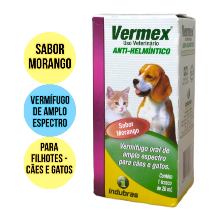 Vermex Vermifugo Cachorro Gato Pet Caixa com Frasco 20ml - Líquido ...