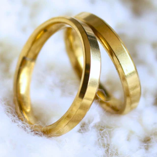 Par Aliança Casamento De Ouro 4mm Chanfrada Anatômica Antialérgico Envio Rápido