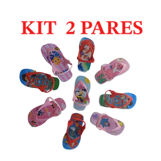 KIT 2 Chinelos Bebê Sandálias Baby Menino Menina Personagem Com Elastico