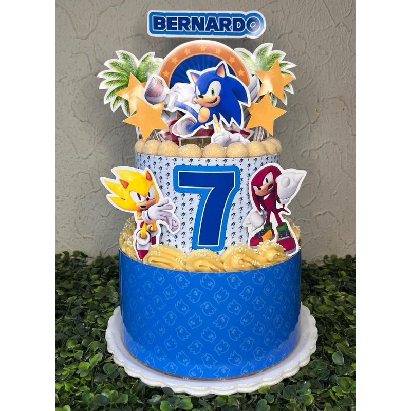 Topo De Bolo sonic topper infantil personalizado | Shopee Brasil