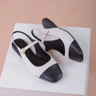 Sapatilha Bico Quadrado Mary Jane Boneca Slingback Preta Dourada