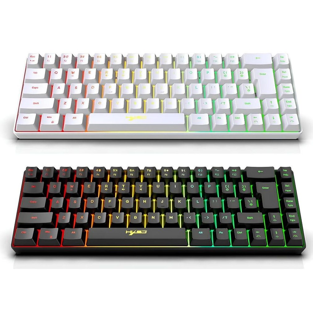 HXSJ-V200 Teclado com fio compacto de membrana Mini Gaming, K68 RGB