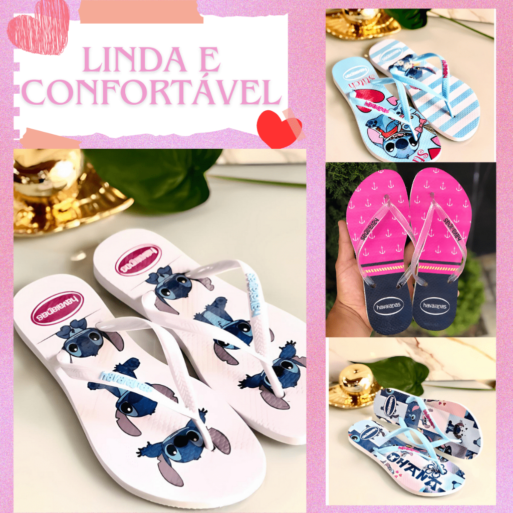Chinela Stitch Feminino Várias cores 34 Ao 40