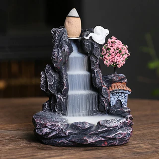 Mini Incensário Cascata Cachoeira 9cm Peça em Resina