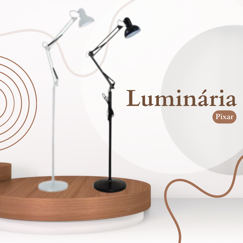 Luminária Alta de Chão Abajur M930 40W Bivolt Preto Branco