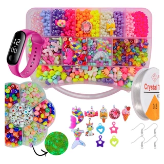 Kit Miçangas Maleta Infantil Coloridas 3500 pçs Para fazer Pulseira Silicone