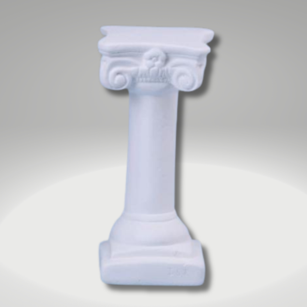 Coluna Grega Romana de Gesso | Escultura Decorativa Pedestal 17cm