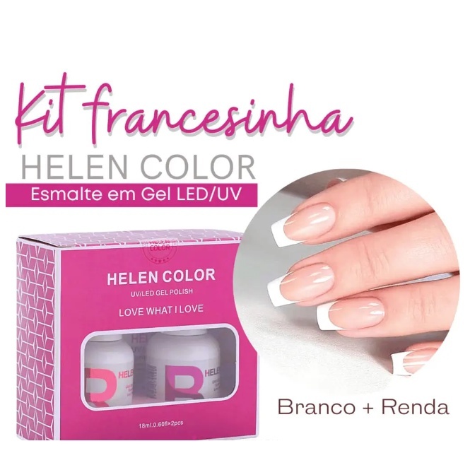 Kit de Esmalte em Gel para Unha Francesinha Branco e Renda Francesa ...
