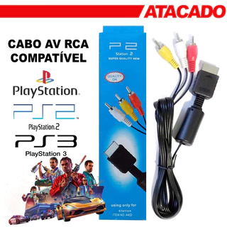 Ps2 Cabo Audio E Video Av Rca Para Ps1 Ps2 E Ps3 Playstation