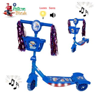 Patinete Infantil 3 Rodas Com Cesta Luz E Som 99 Toys Patinete Para Menino Azul Rosa