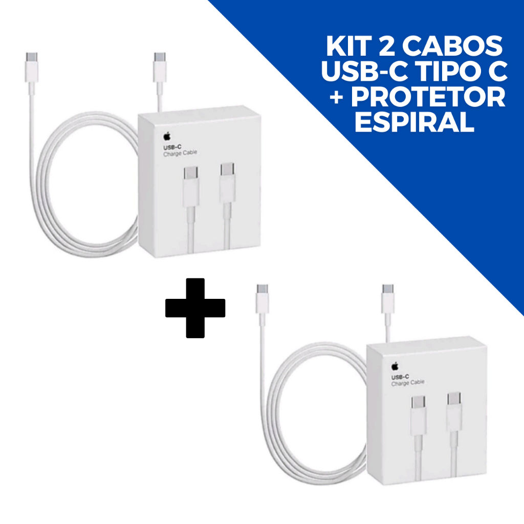 Kit 2 Cabos USB-C Charge Turbo +Protetor Espiral – Envio Rápido e ...