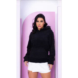 Blusa Casacos de inverno feminino com Bolso e capuz