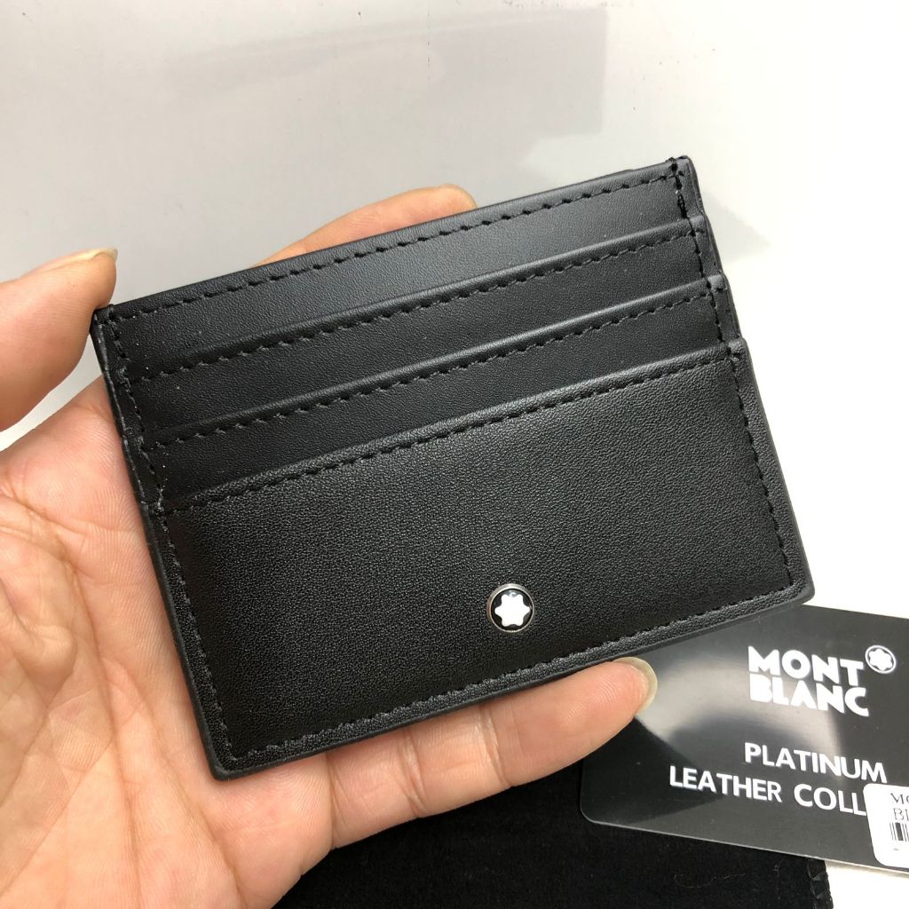 Porta Cartões Mont Blanc Couro Legitimo Bovino Preto Natural Top Premium Linha Italiana Promoção Dos Homens