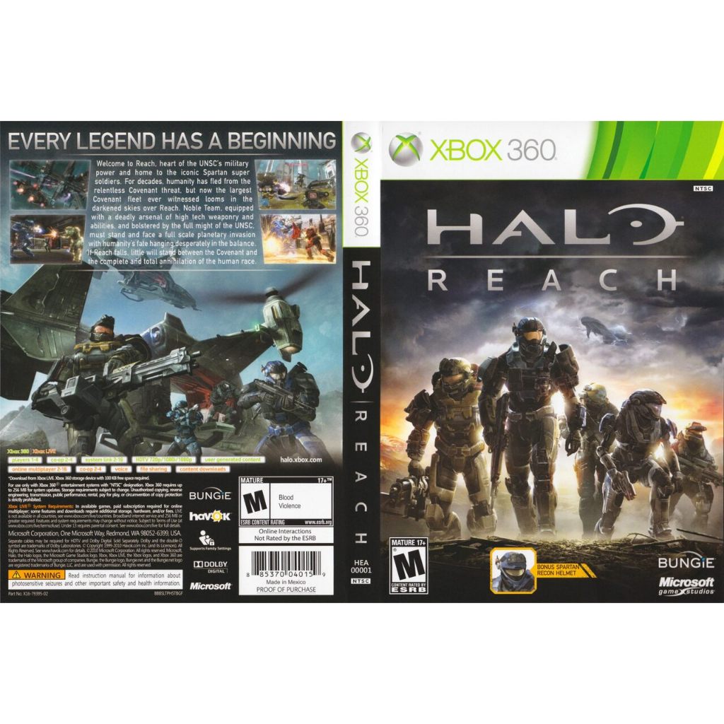 Halo Reach para Xbox 360Lt com capa