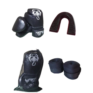 Kit Muay Thai Boxe Kickboxing Luva+Bandagem+Bucal+ sacola